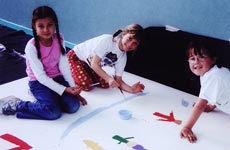 Children painting mural