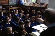 Robert Forsthe with children in Heddon on the Wall